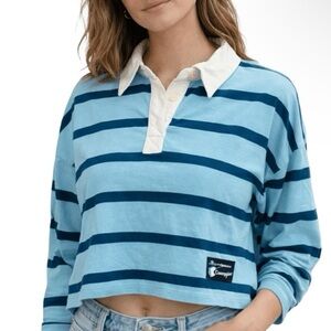 Champion Blue Striped Rugby Shirt with White Tag